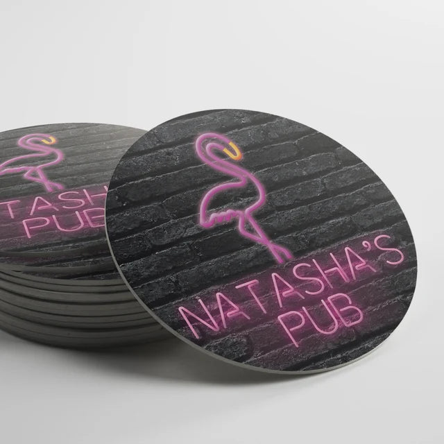 Personalized Neon Flamingo Coasters – corigraphics_inc